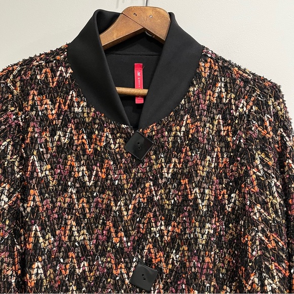 IC by Connie K Textured Chevron Zig Zag Button Front Jacket 2X Made in USA - Picture 5 of 11